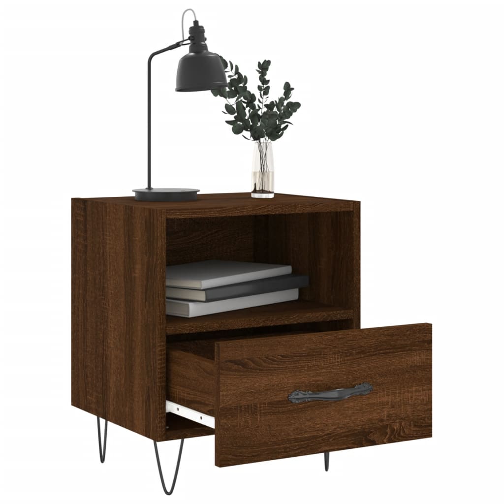 Berkfield Bedside Cabinet Brown Oak 40x35x47.5 cm Engineered Wood
