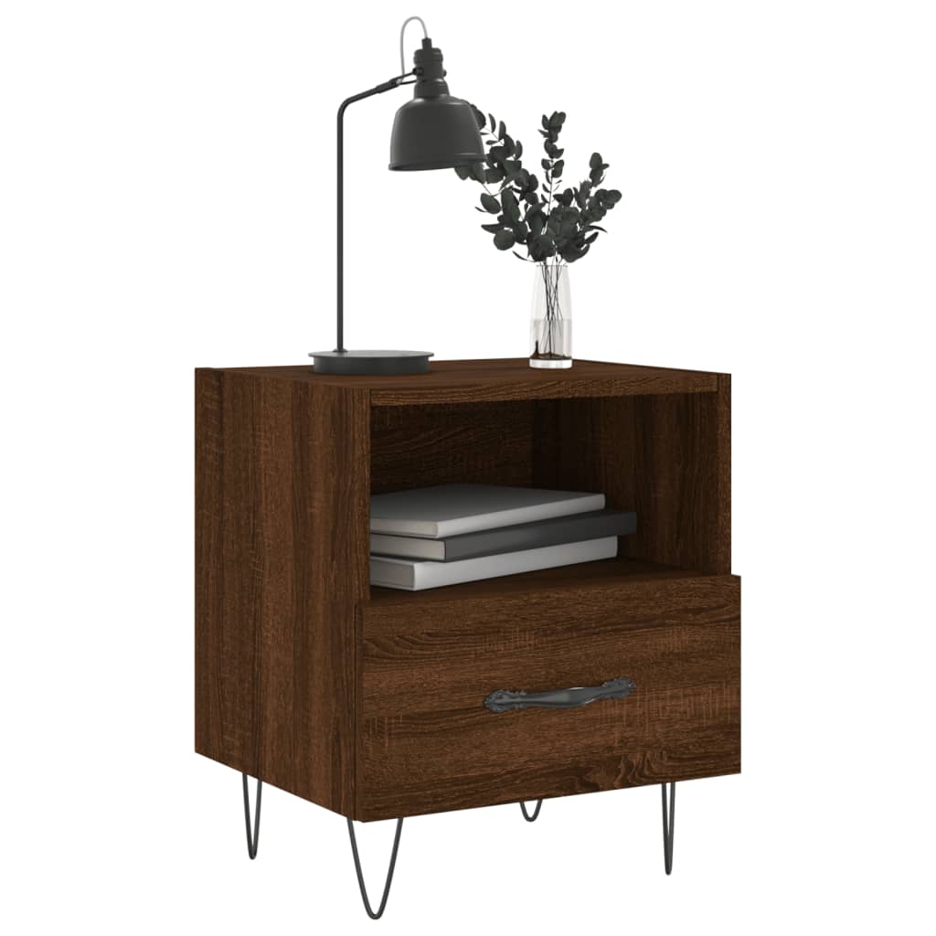 Berkfield Bedside Cabinet Brown Oak 40x35x47.5 cm Engineered Wood