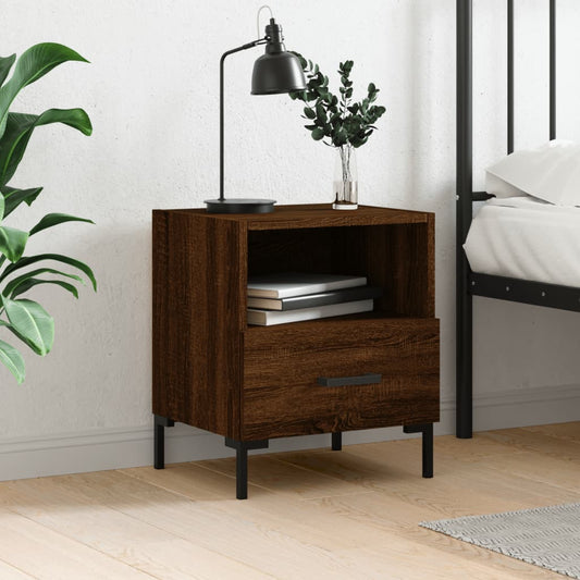 Berkfield Bedside Cabinet Brown Oak 40x35x47.5 cm Engineered Wood