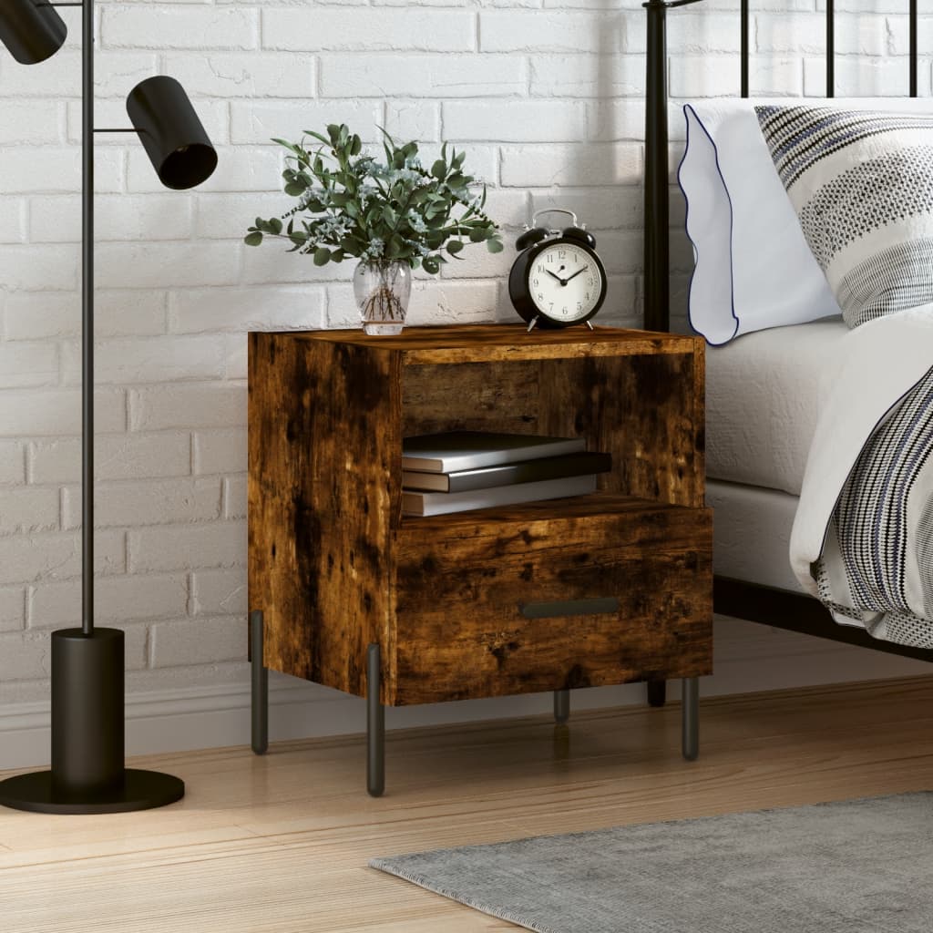 Berkfield Bedside Cabinet Smoked Oak 40x35x47.5 cm Engineered Wood