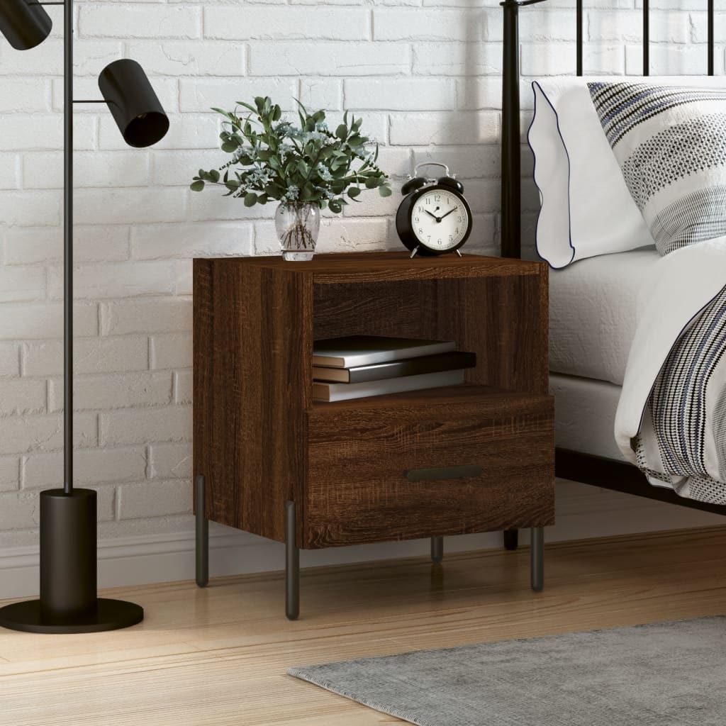 Berkfield Bedside Cabinet Brown Oak 40x35x47.5 cm Engineered Wood