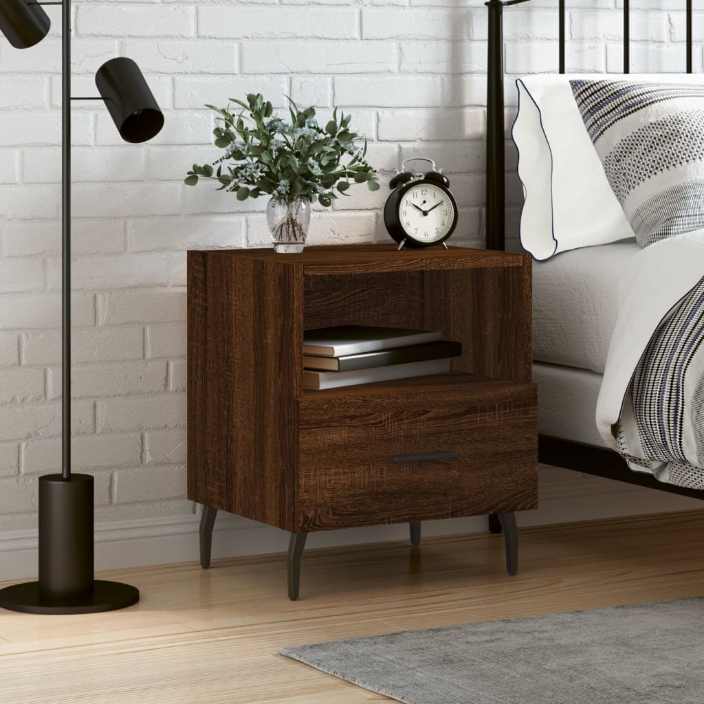 Berkfield Bedside Cabinet Brown Oak 40x35x47.5 cm Engineered Wood