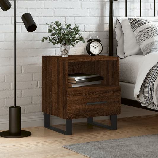 Berkfield Bedside Cabinet Brown Oak 40x35x47.5 cm Engineered Wood