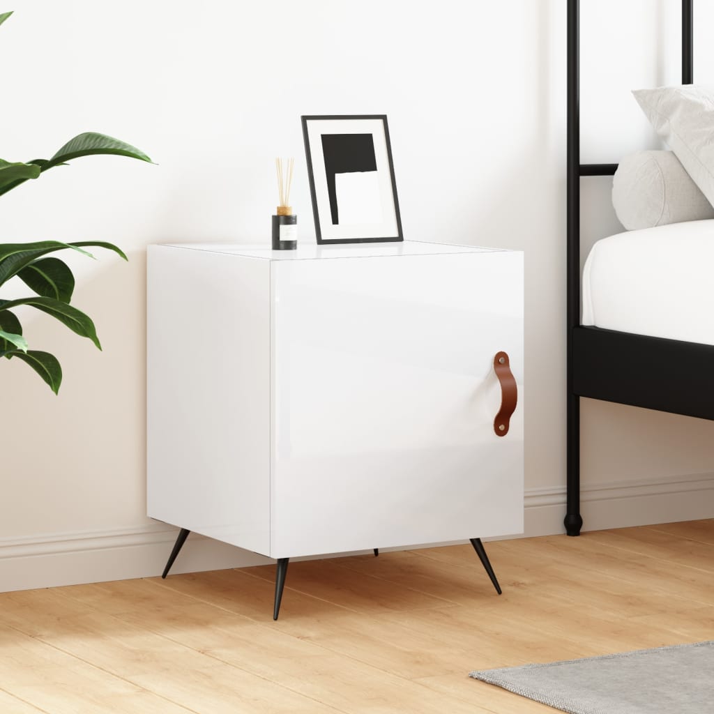 Berkfield Bedside Cabinet High Gloss White 40x40x50 cm Engineered Wood