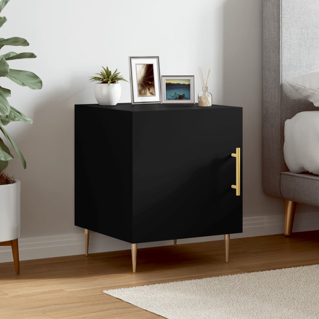 Berkfield Bedside Cabinet Black 40x40x50 cm Engineered Wood