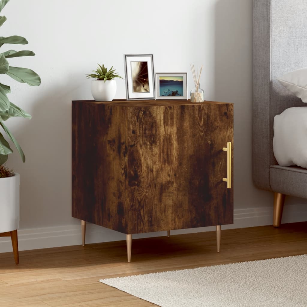 Berkfield Bedside Cabinet Smoked Oak 40x40x50 cm Engineered Wood