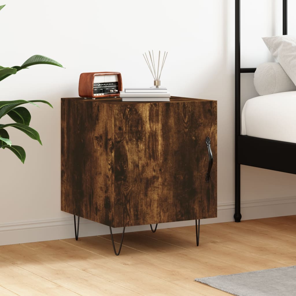 Berkfield Bedside Cabinet Smoked Oak 40x40x50 cm Engineered Wood