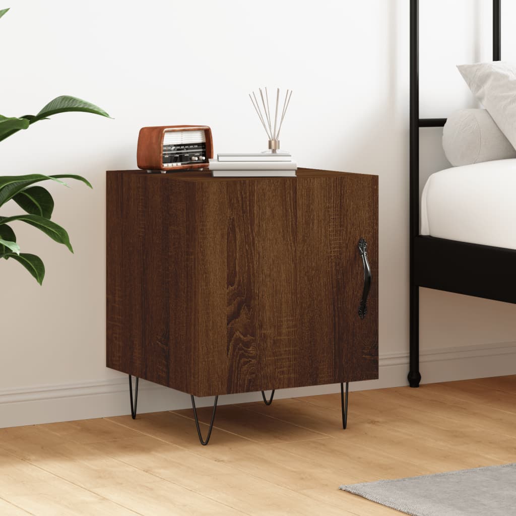 Berkfield Bedside Cabinet Brown Oak 40x40x50 cm Engineered Wood