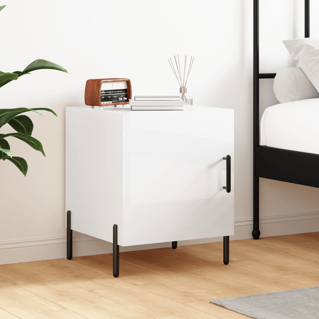 Berkfield Bedside Cabinet High Gloss White 40x40x50 cm Engineered Wood