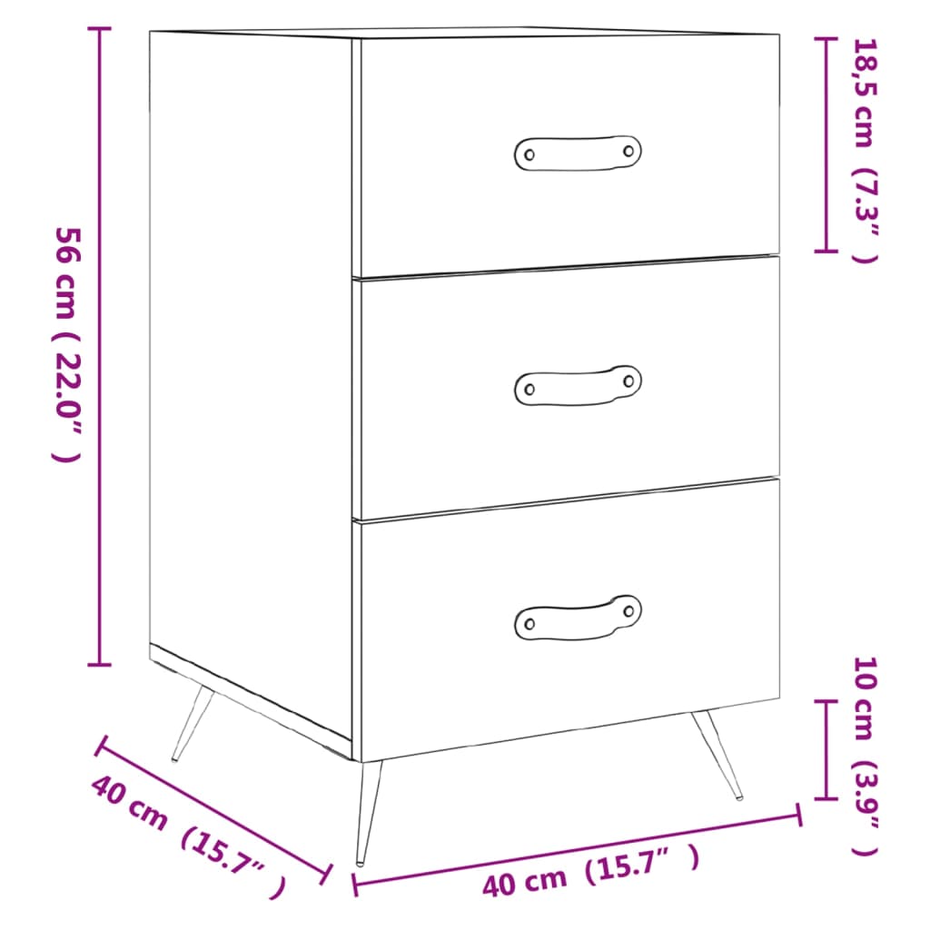 Berkfield Bedside Cabinet Brown Oak 40x40x66 cm Engineered Wood