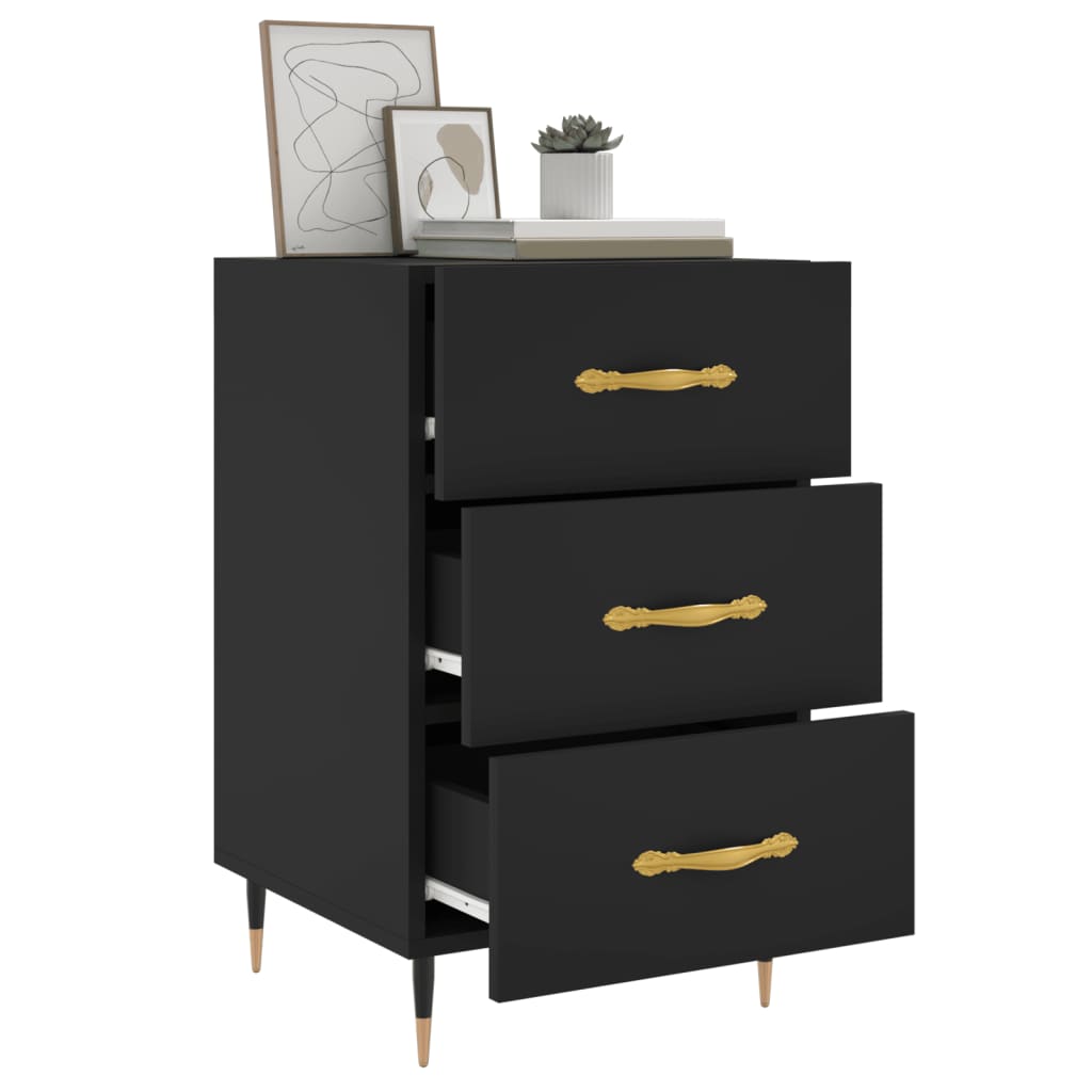Berkfield Bedside Cabinet Black 40x40x66 cm Engineered Wood