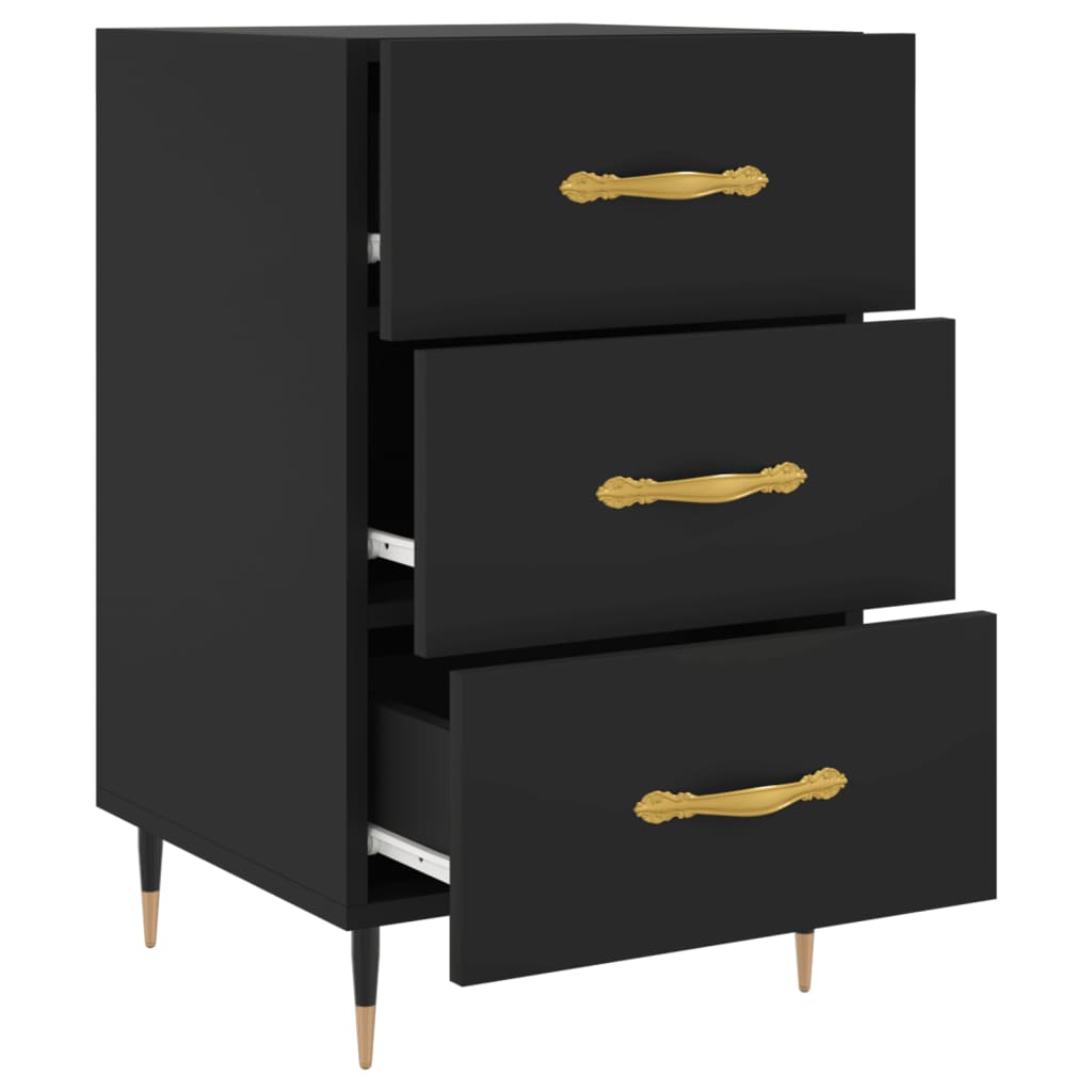 Berkfield Bedside Cabinet Black 40x40x66 cm Engineered Wood