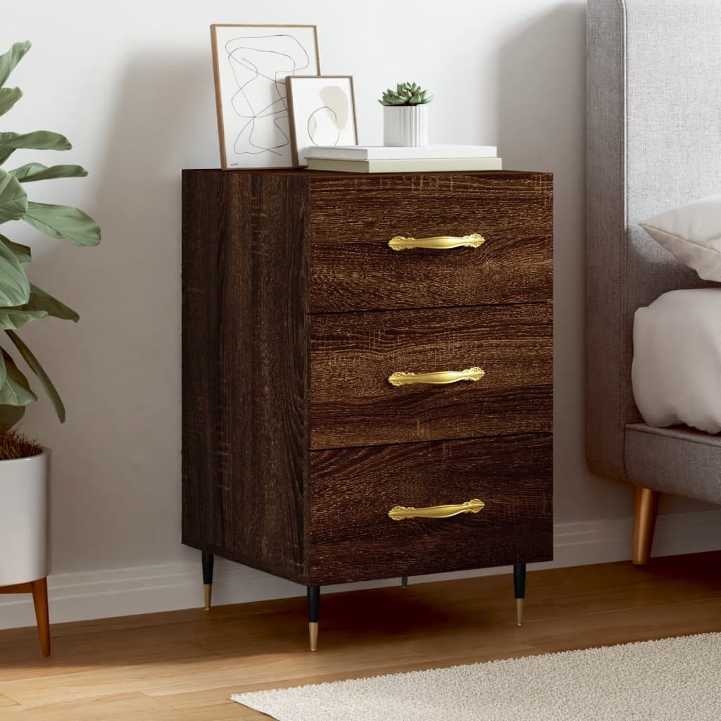 Berkfield Bedside Cabinet Brown Oak 40x40x66 cm Engineered Wood