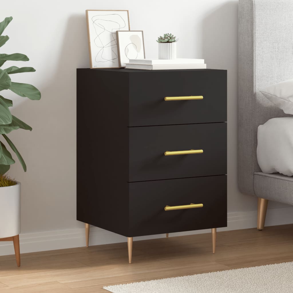 Berkfield Bedside Cabinet Black 40x40x66 cm Engineered Wood
