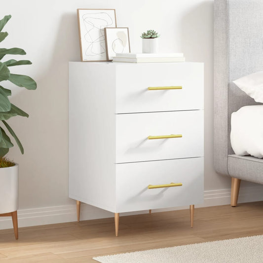 Berkfield Bedside Cabinet High Gloss White 40x40x66 cm Engineered Wood
