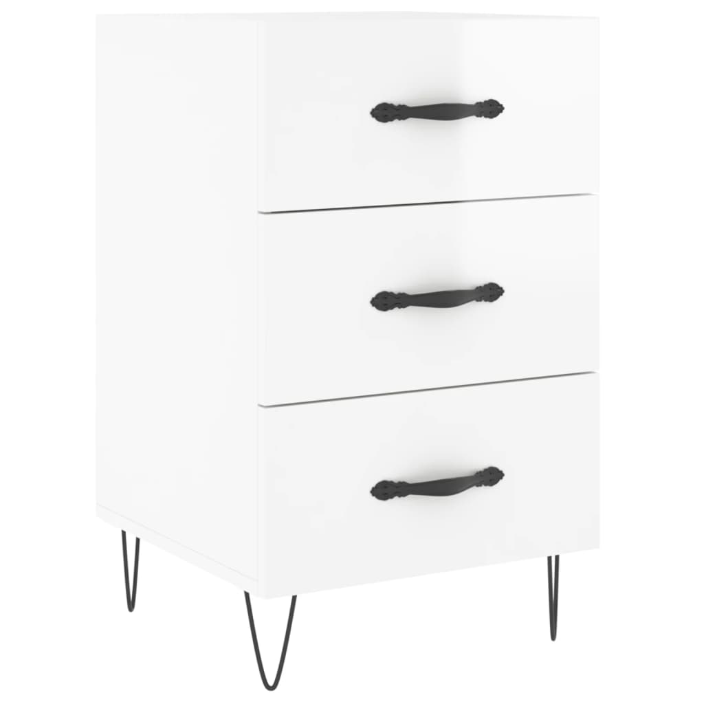 Berkfield Bedside Cabinet High Gloss White 40x40x66 cm Engineered Wood