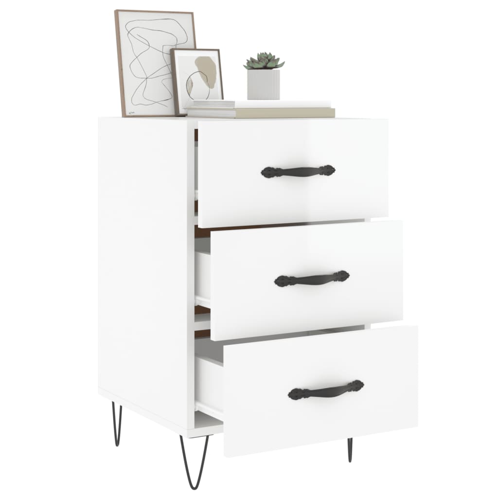 Berkfield Bedside Cabinet High Gloss White 40x40x66 cm Engineered Wood