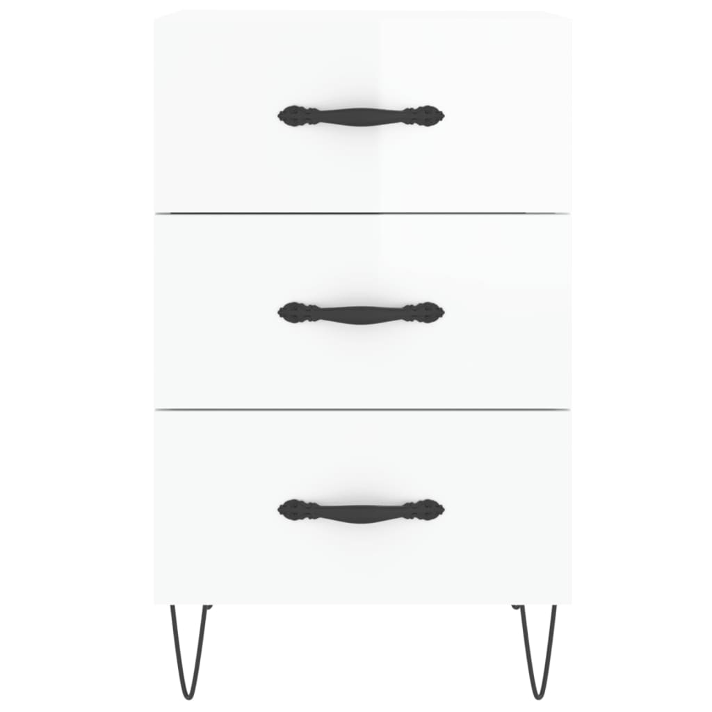 Berkfield Bedside Cabinet High Gloss White 40x40x66 cm Engineered Wood
