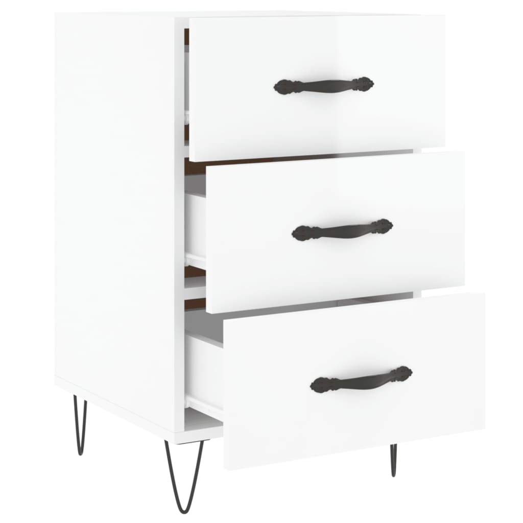 Berkfield Bedside Cabinet High Gloss White 40x40x66 cm Engineered Wood