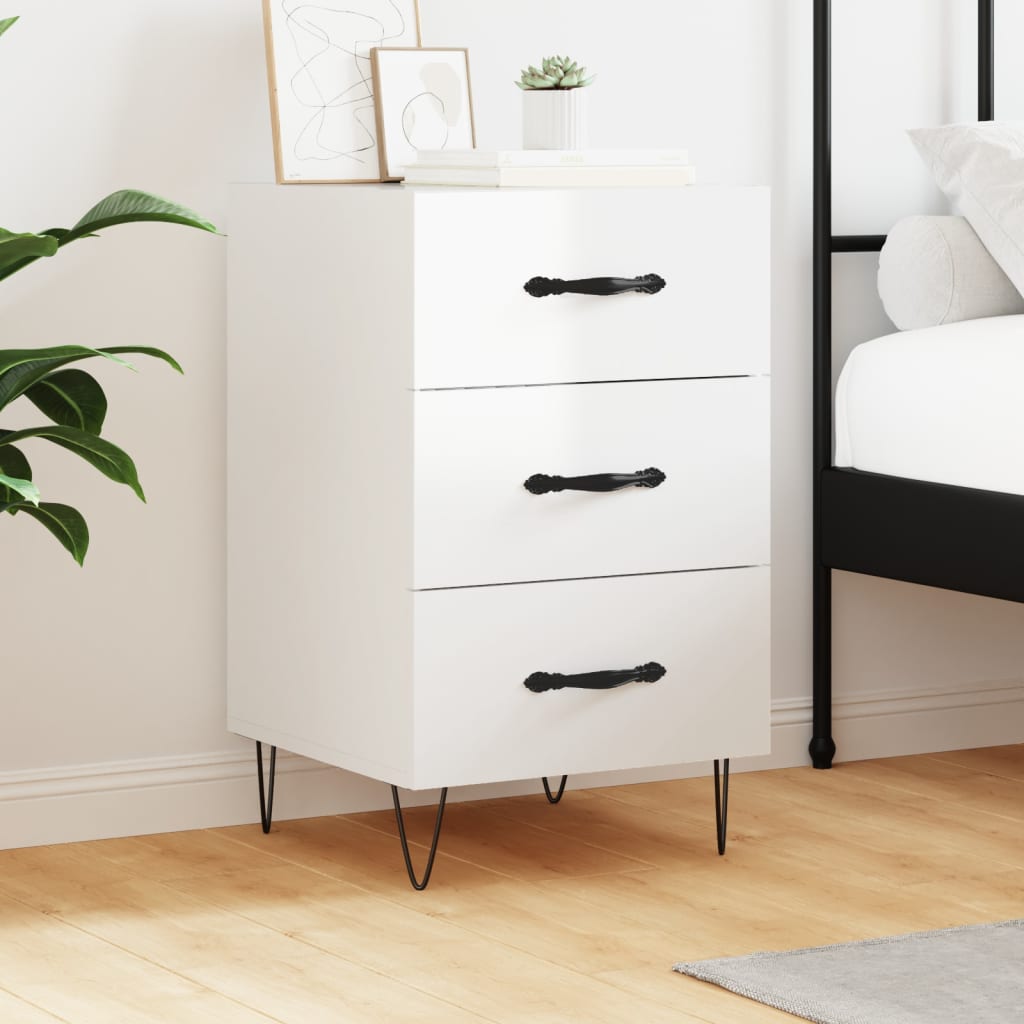 Berkfield Bedside Cabinet High Gloss White 40x40x66 cm Engineered Wood