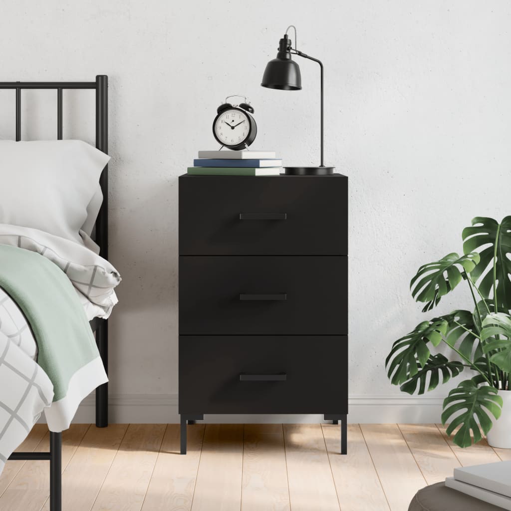 Berkfield Bedside Cabinet Black 40x40x66 cm Engineered Wood