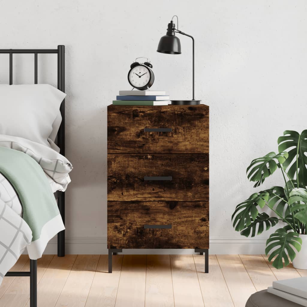 Berkfield Bedside Cabinet Smoked Oak 40x40x66 cm Engineered Wood