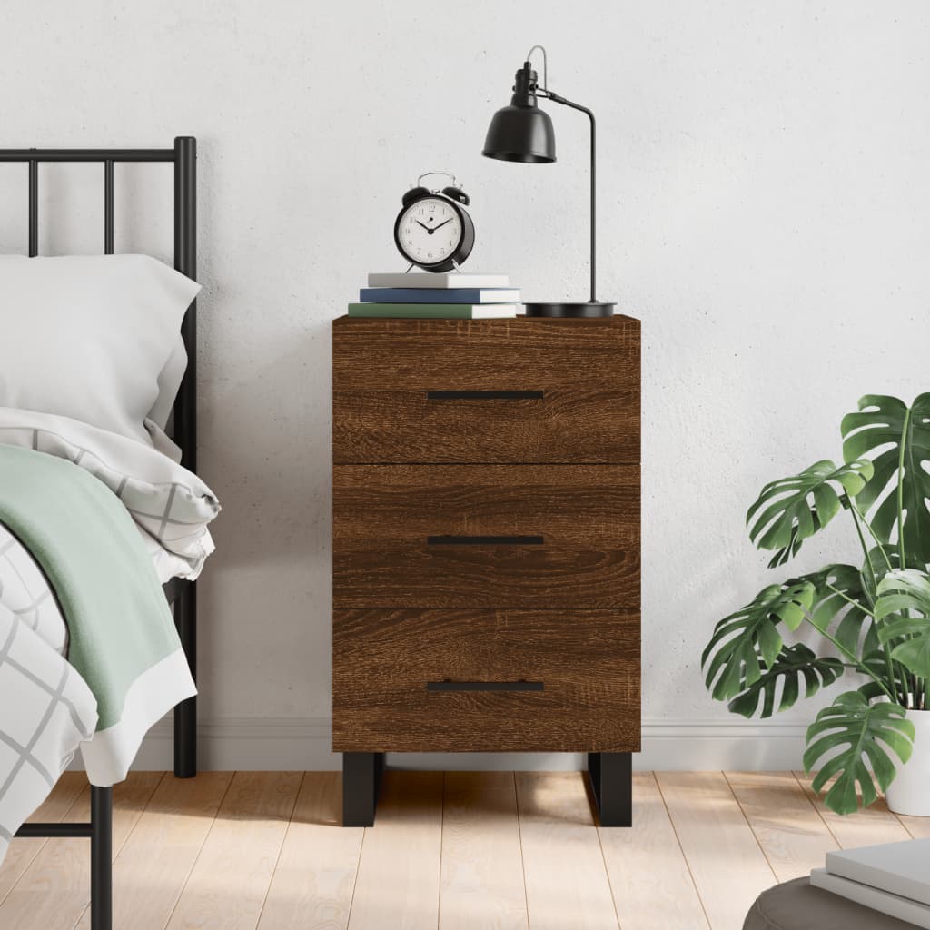 Berkfield Bedside Cabinet Brown Oak 40x40x66 cm Engineered Wood