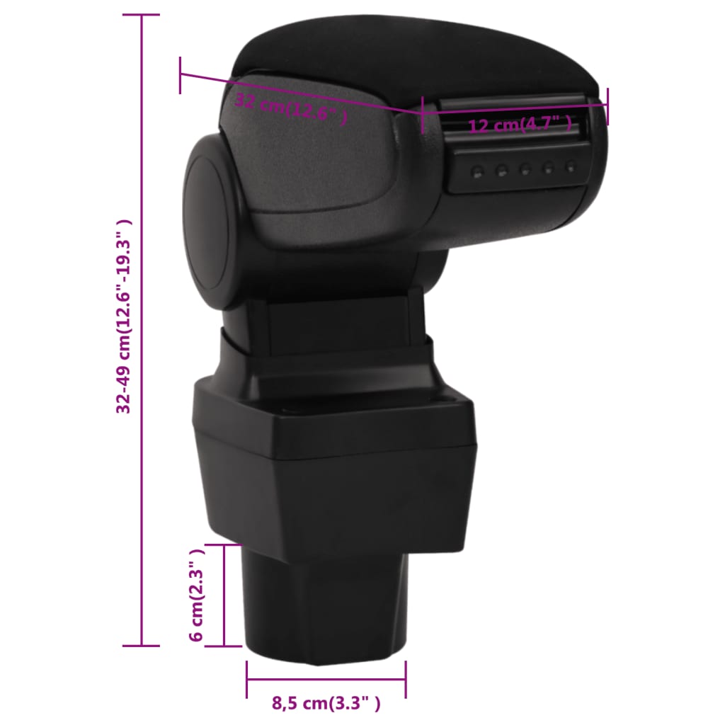 Berkfield Car Armrest Black 12x32x(32-49) cm ABS
