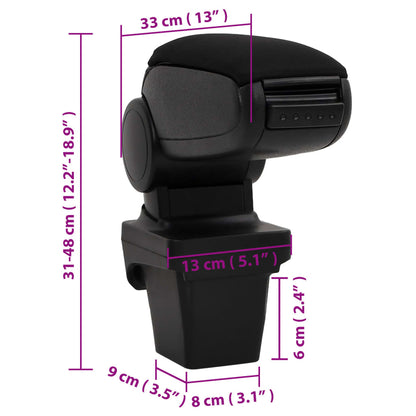 Berkfield Car Armrest Black 13x33x(31-48) cm ABS