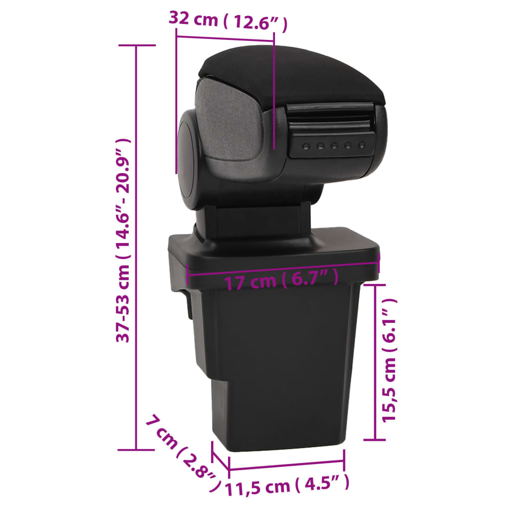 Berkfield Car Armrest Black 17x32x(37-53) cm ABS