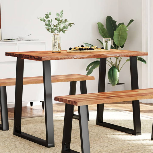 Berkfield Dining Table with Live Edge 110x70x75 cm Solid Wood Acacia