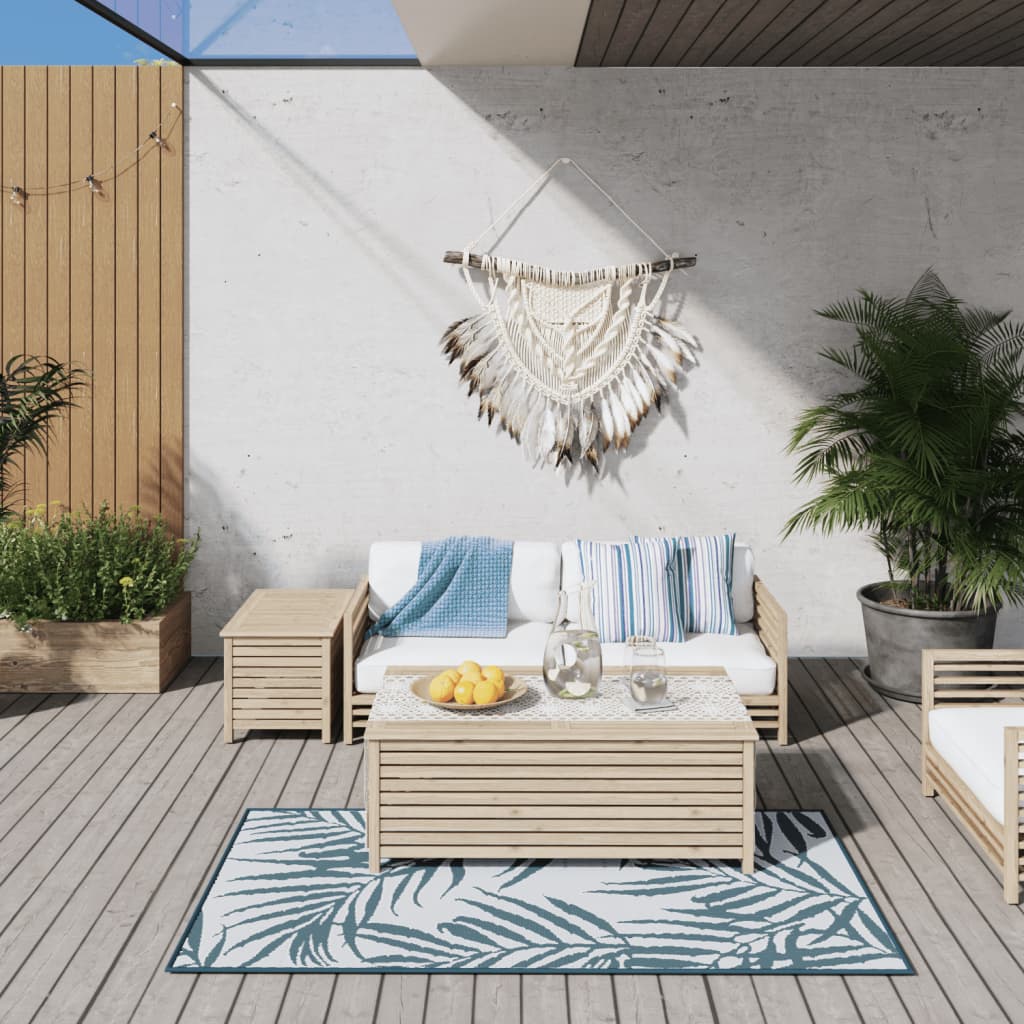Berkfield Outdoor Rug Aqua and White 80x150 cm Reversible Design