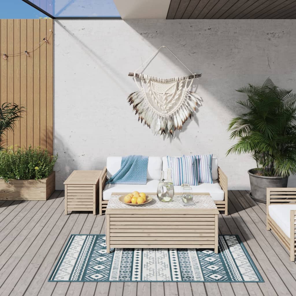 Berkfield Outdoor Rug Aqua and White 80x150 cm Reversible Design