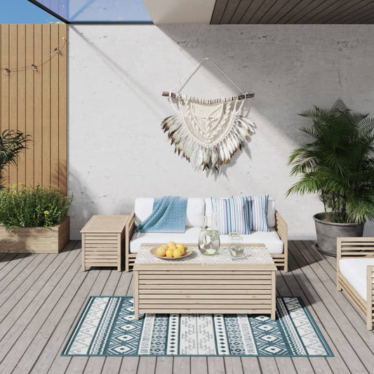 Berkfield Outdoor Rug Aqua and White 80x150 cm Reversible Design