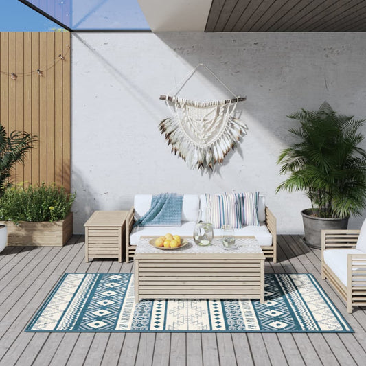 Berkfield Outdoor Rug Aqua and White 100x200 cm Reversible Design