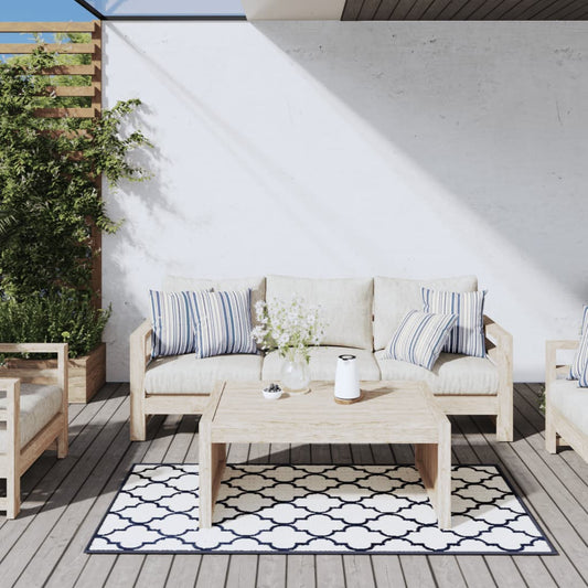 Berkfield Outdoor Rug Navy and White 80x150 cm Reversible Design