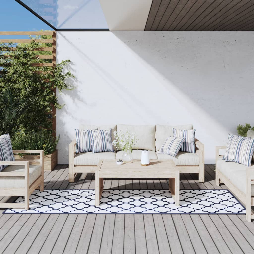 Berkfield Outdoor Rug Navy and White 80x250 cm Reversible Design