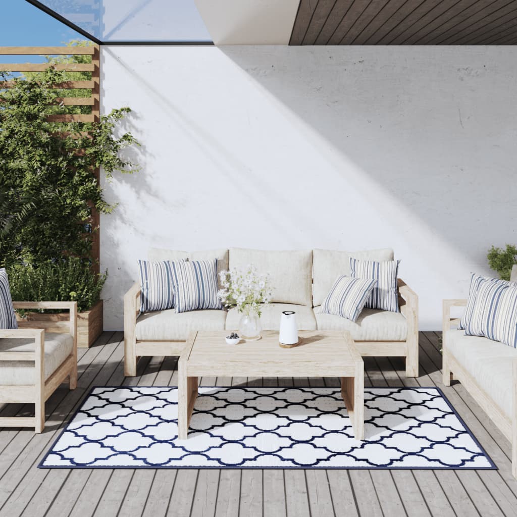 Berkfield Outdoor Rug Navy and White 100x200 cm Reversible Design