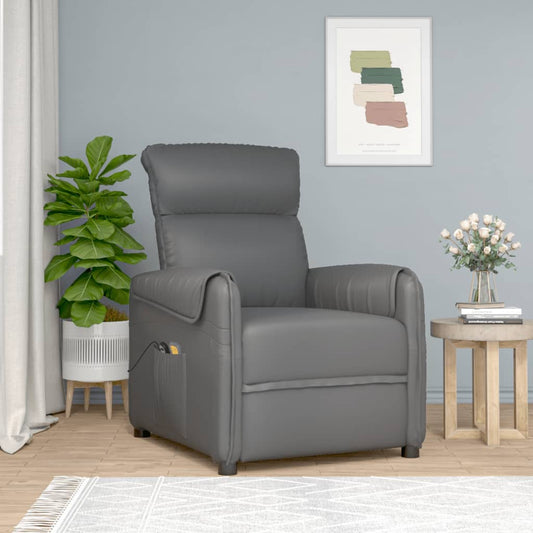 Berkfield Electric Massage Chair Grey Faux Leather