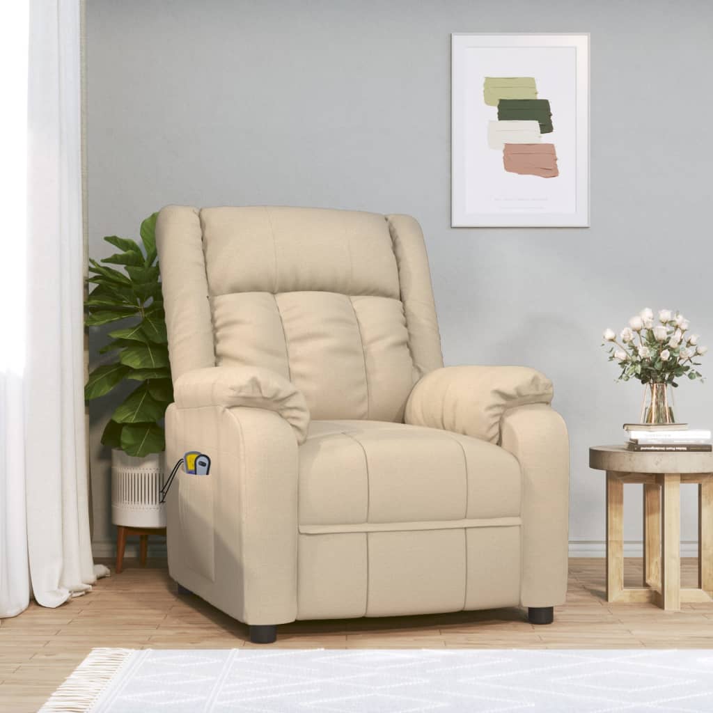 Berkfield Electric Massage Chair Cream Fabric