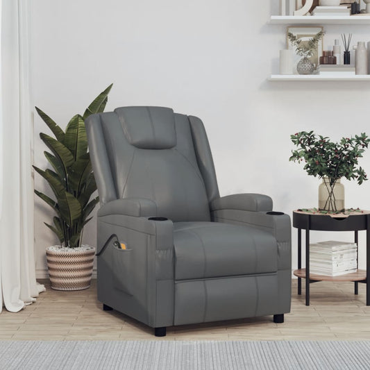 Berkfield Electric Massage Chair Grey Faux Leather