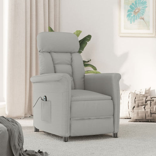 Berkfield Electric Recliner Chair Light Grey Microfiber Fabric