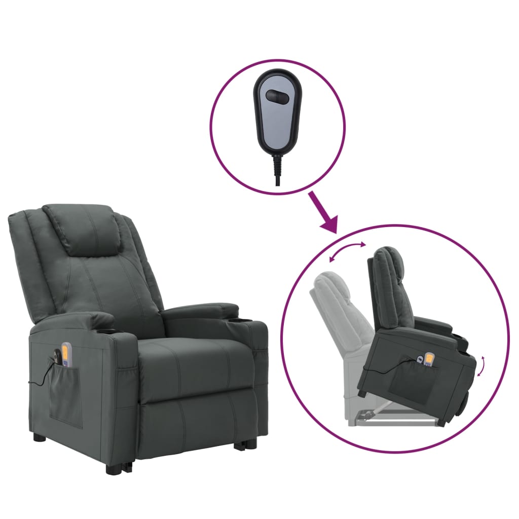 Berkfield Stand up Massage Chair Grey Faux Leather