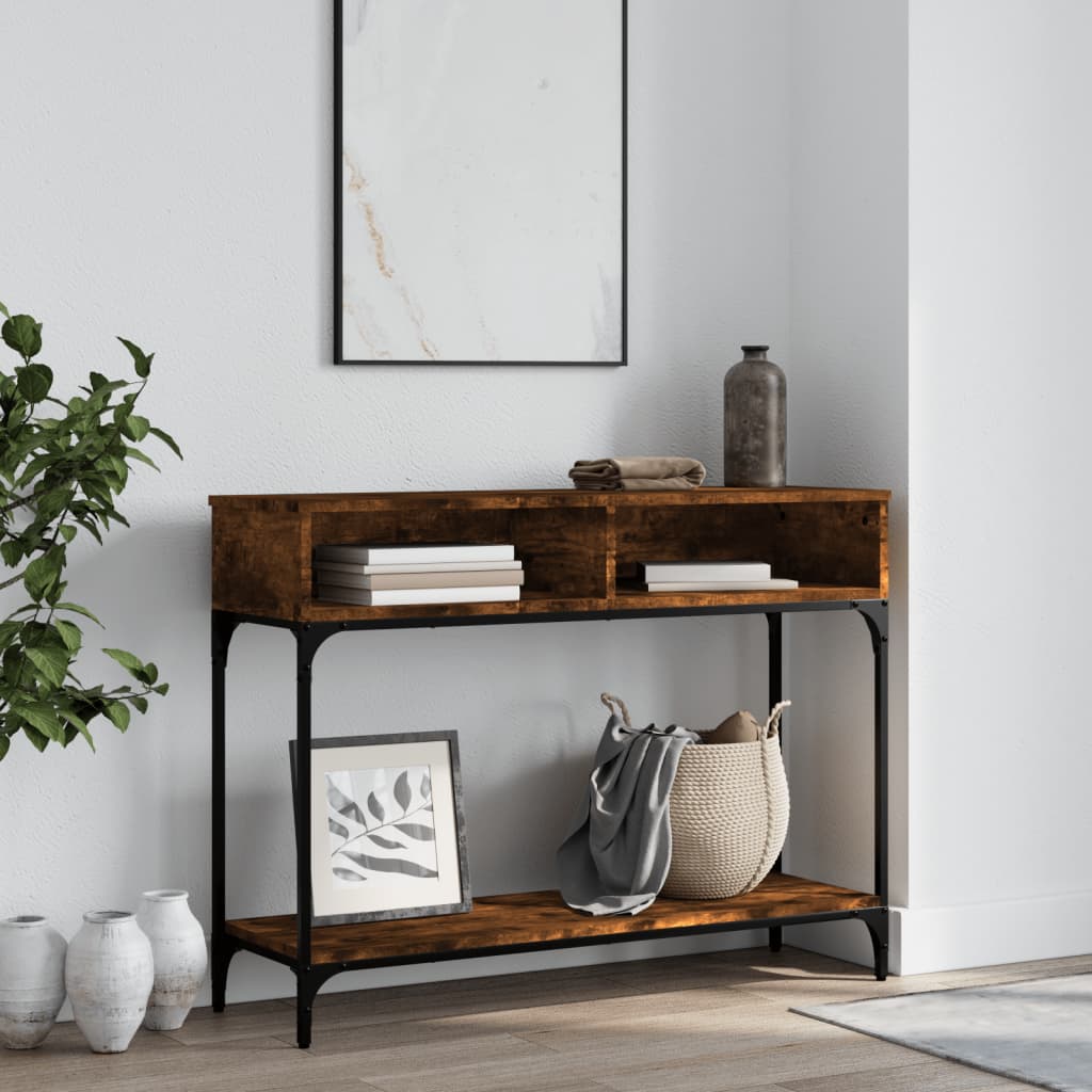 Berkfield Console Table Smoked Oak 100x30.5x75 cm Engineered Wood