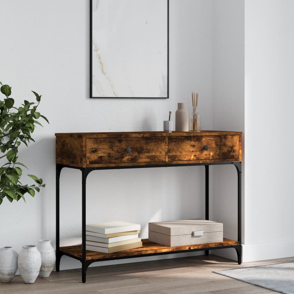 Berkfield Console Table Smoked Oak 100x34.5x75 cm Engineered Wood