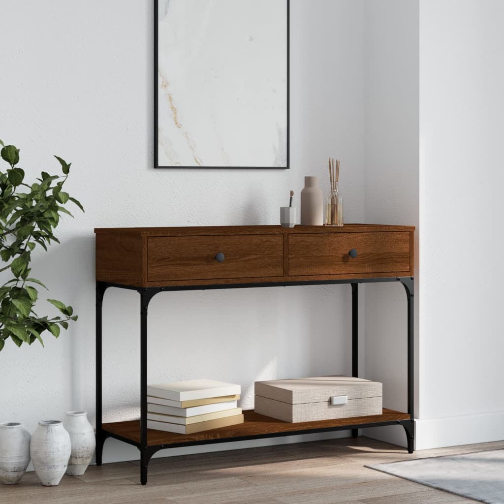 Berkfield Console Table Brown Oak 100x34.5x75 cm Engineered Wood