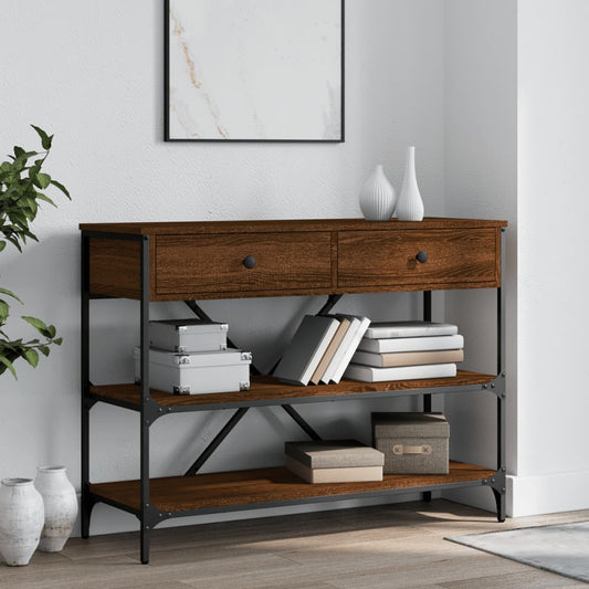 Berkfield Console Table with Drawers and Shelves Brown Oak Engineered Wood