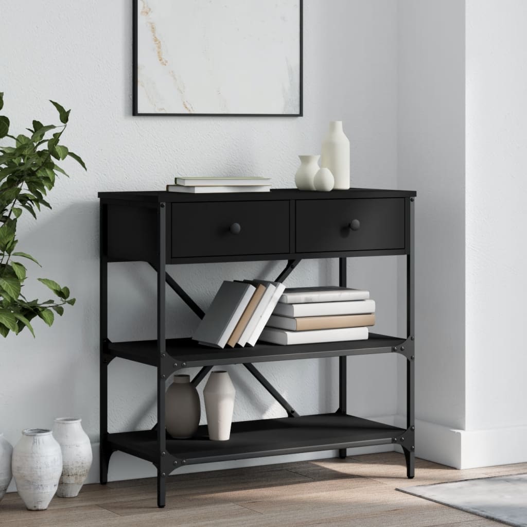 Berkfield Console Table Black 75x34.5x75 cm Engineered Wood