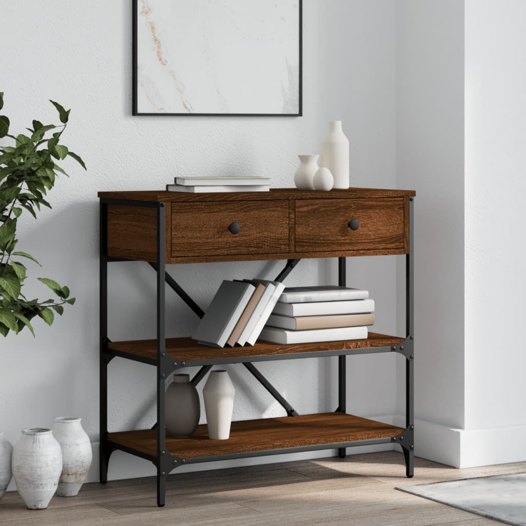 Berkfield Console Table Brown Oak 75x34.5x75 cm Engineered Wood