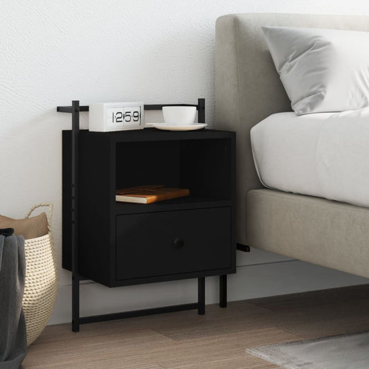 Berkfield Bedside Cabinet Wall-mounted Black 40x30x61 cm Engineered Wood